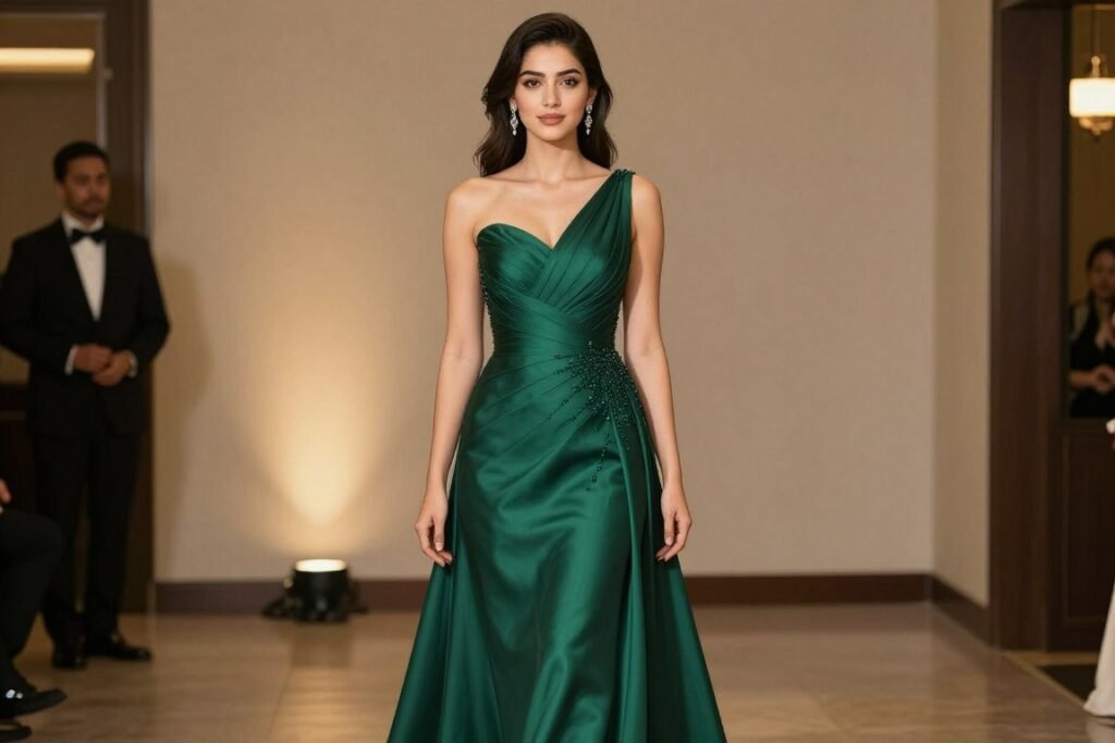 formal emerald green gown