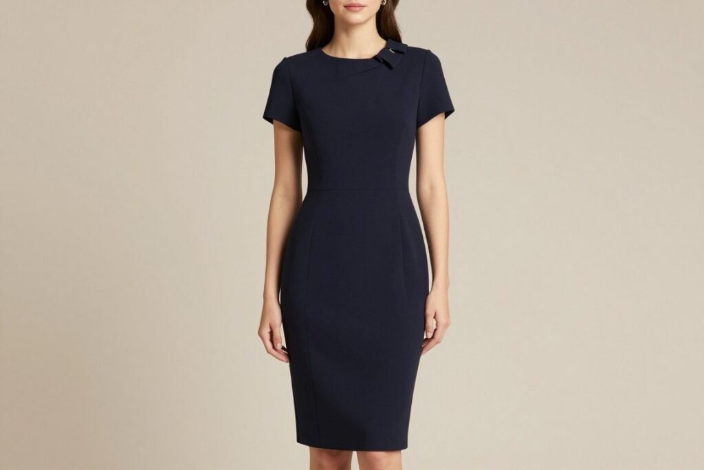 formal navy midi dress elegant