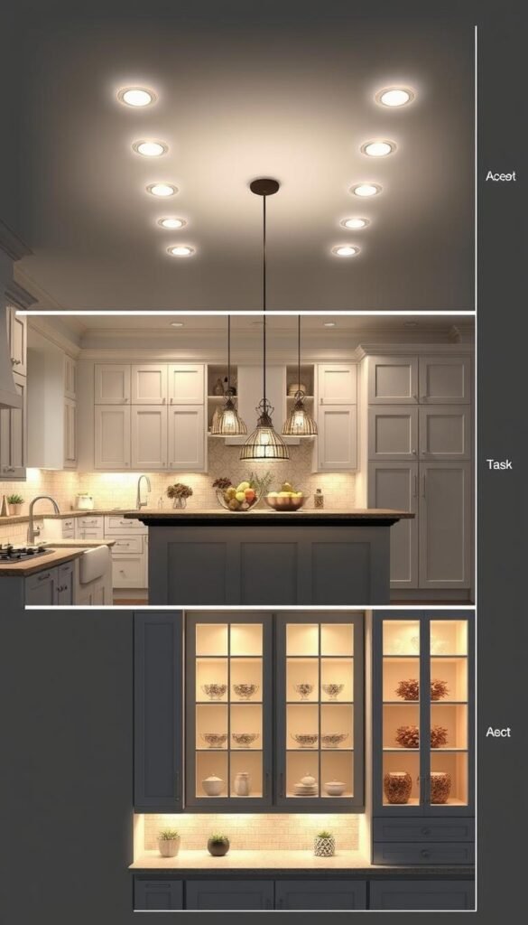 kitchen lighting plan showing all layers