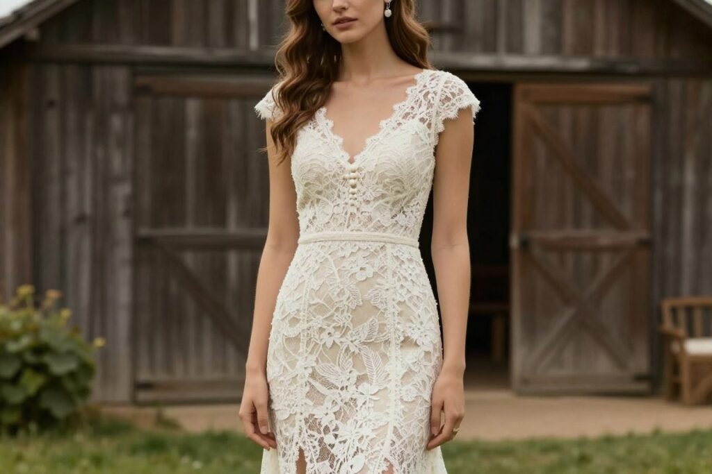 lace dress rustic wedding