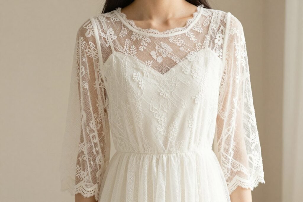 lace sleeve wedding guest dress