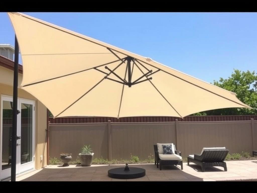 large cantilever umbrella providing pool shade large cantilever umbrella providing pool shade