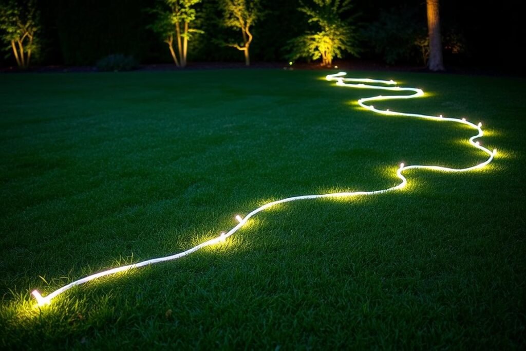 led rope lights creating ground pattern