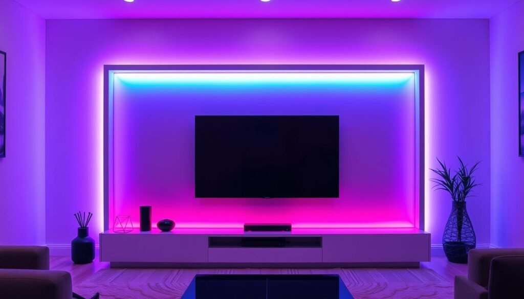 led strip ambient lighting behind television entertainment center led strip ambient lighting behind television entertainment center