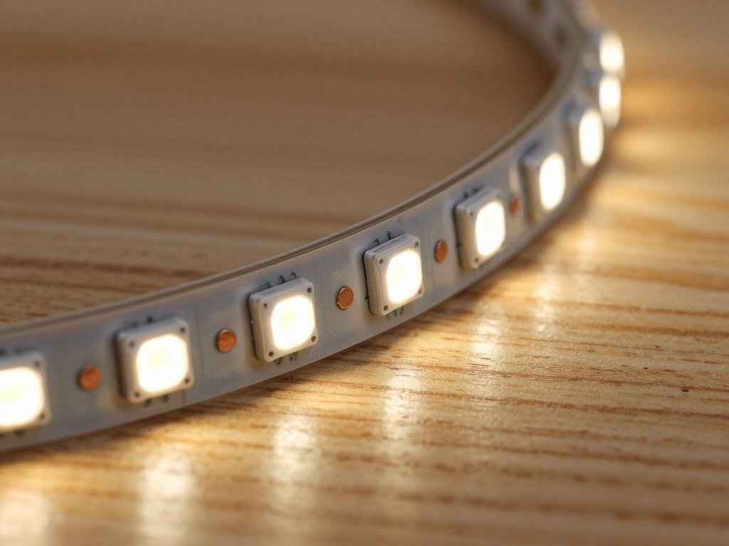 led strip lights installation showing adhesive backing and cutting points