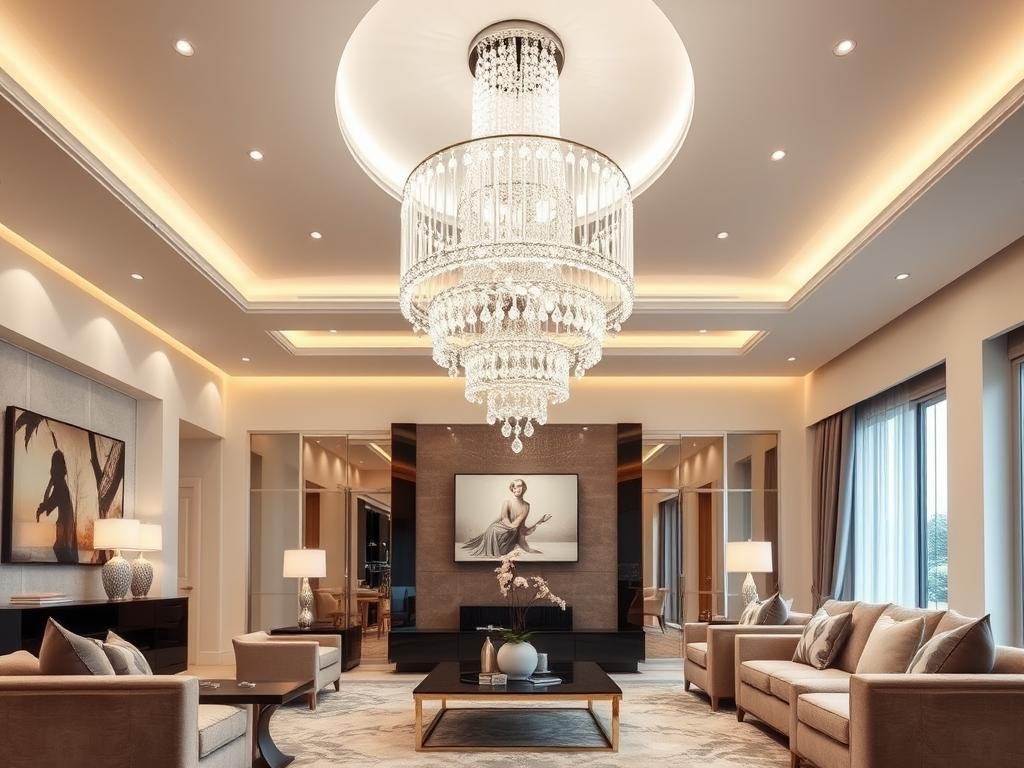 living room ceiling with elegant chandelier and recessed lighting combination living room ceiling with elegant chandelier and recessed lighting combination