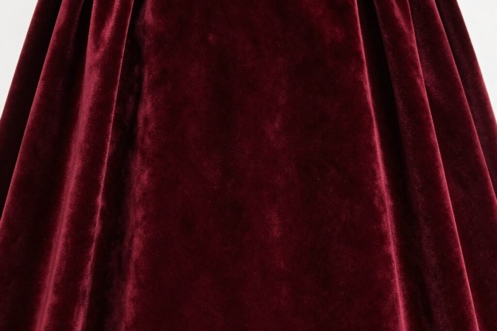 luxurious velvet dress in deep burgundy