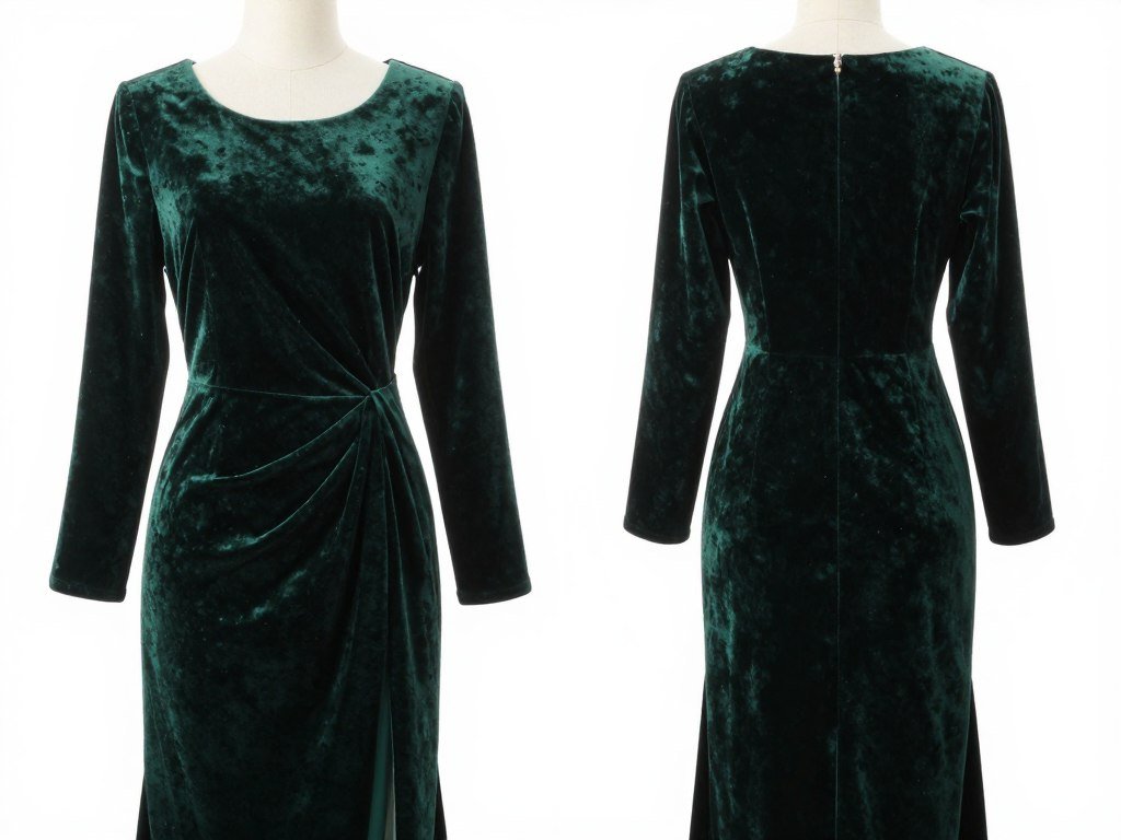 luxurious velvet long sleeve wedding guest dress in jewel tone