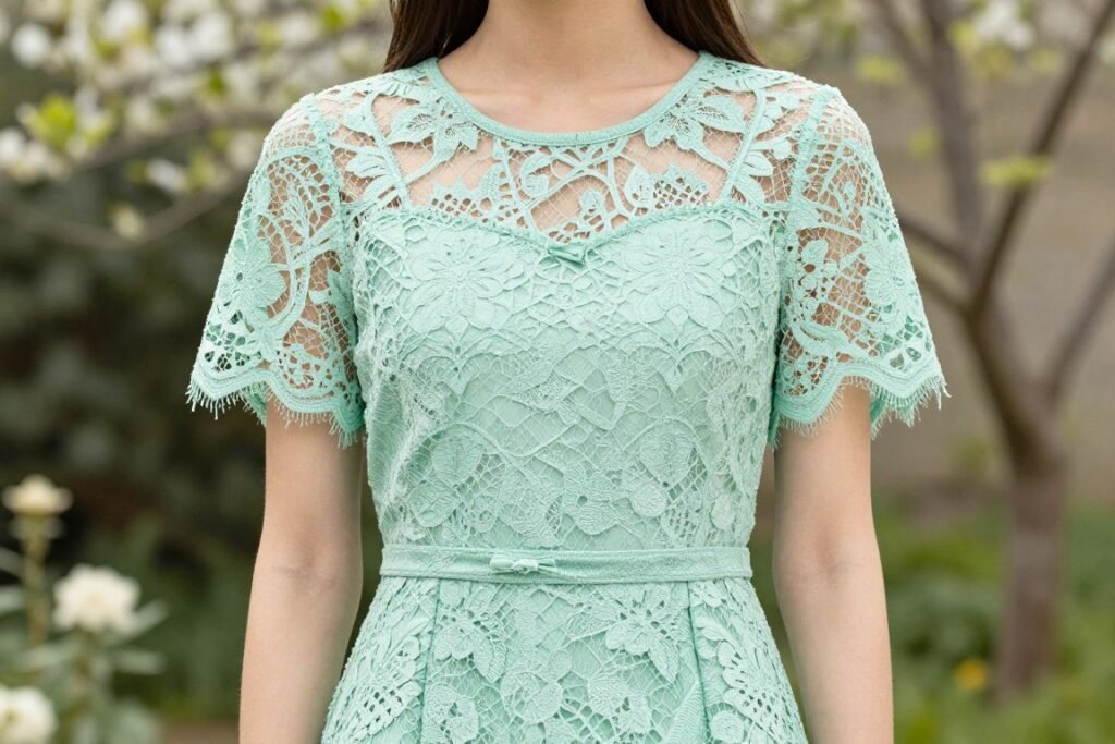 mint green lace dress for garden wedding