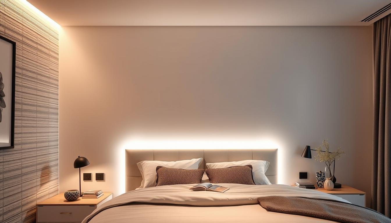 modern bedroom with led strip lighting ideas bedroom showcasing ambient glow behind headboard