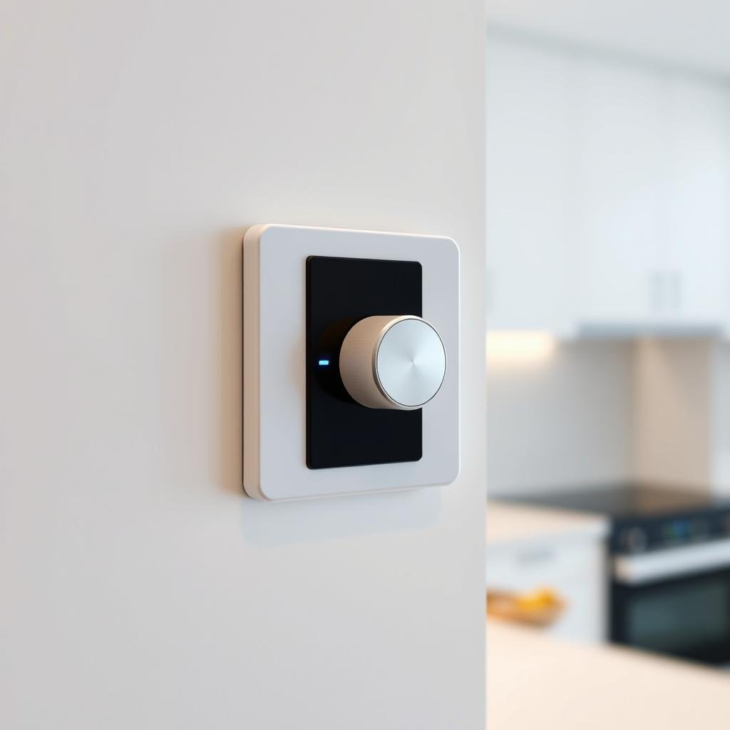 modern dimmer switch controlling kitchen lights