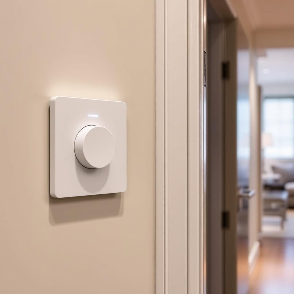 modern dimmer switch installed on hallway wall