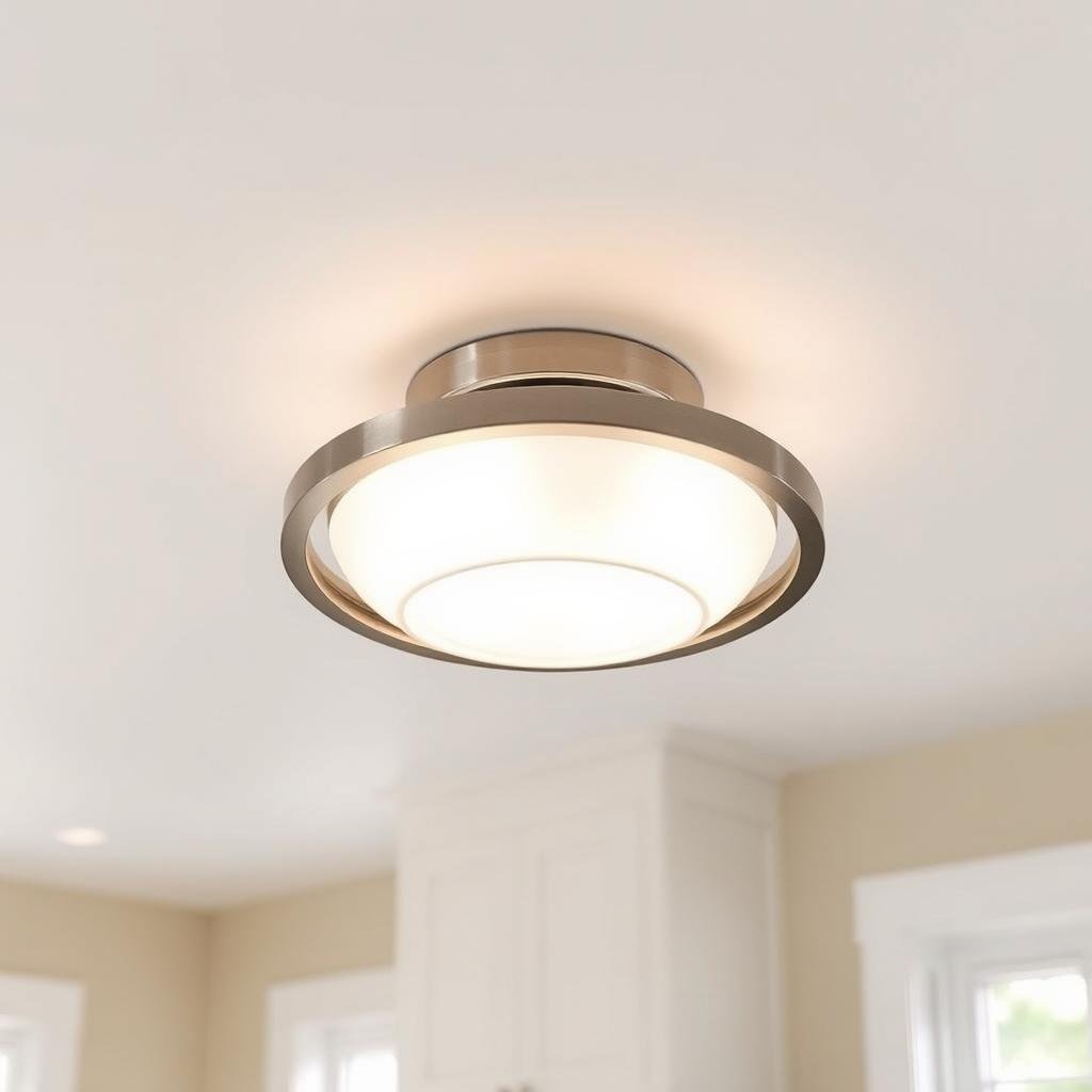 modern flush-mount ceiling fixture in kitchen