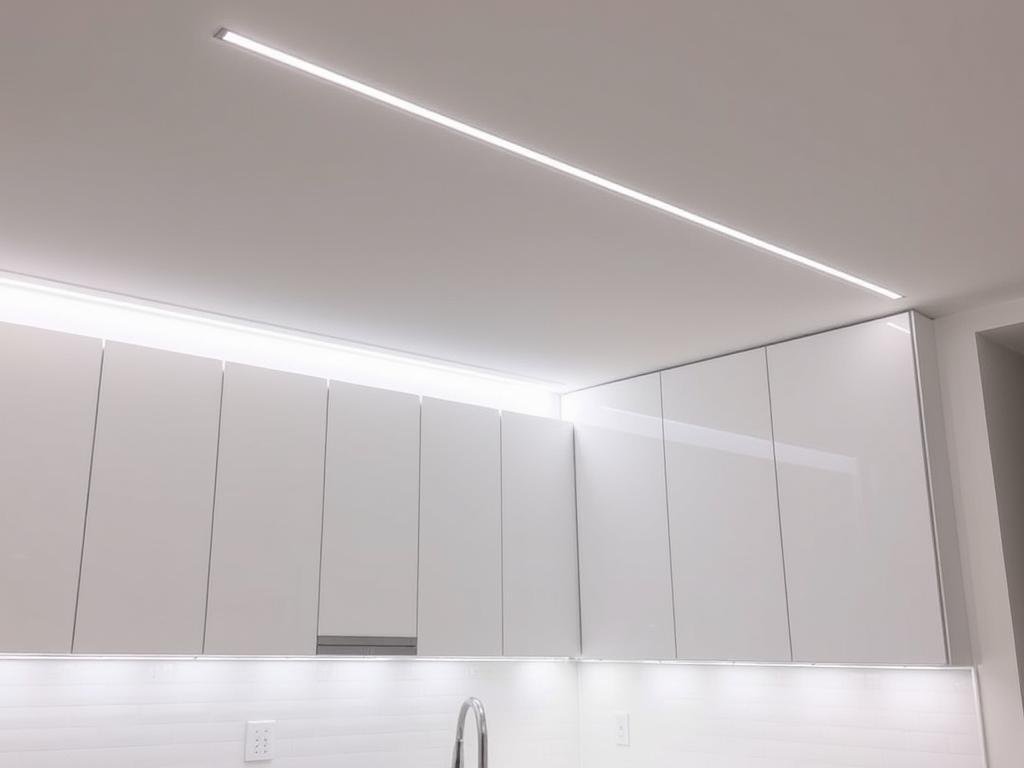 modern linear LED light bars under cabinets