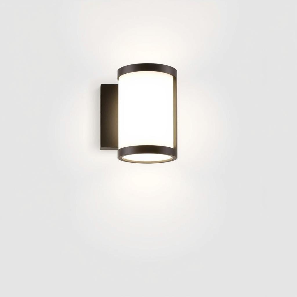modern wall sconce with geometric design mounted on hallway wall