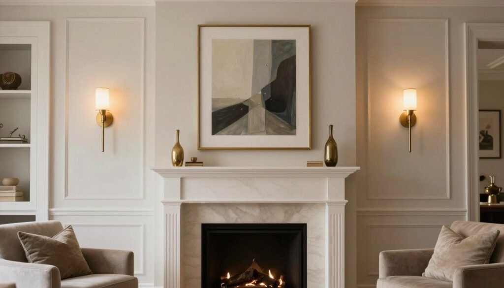 modern wall sconces flanking fireplace in living room modern wall sconces flanking fireplace in living room