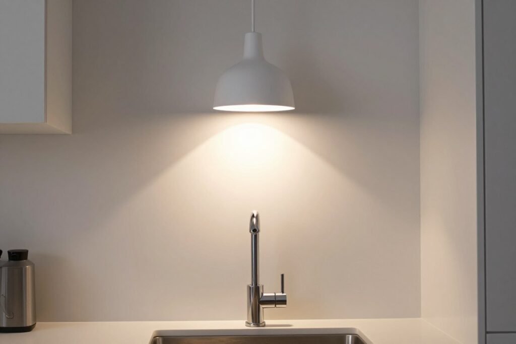 moisture-rated kitchen light fixture near sink