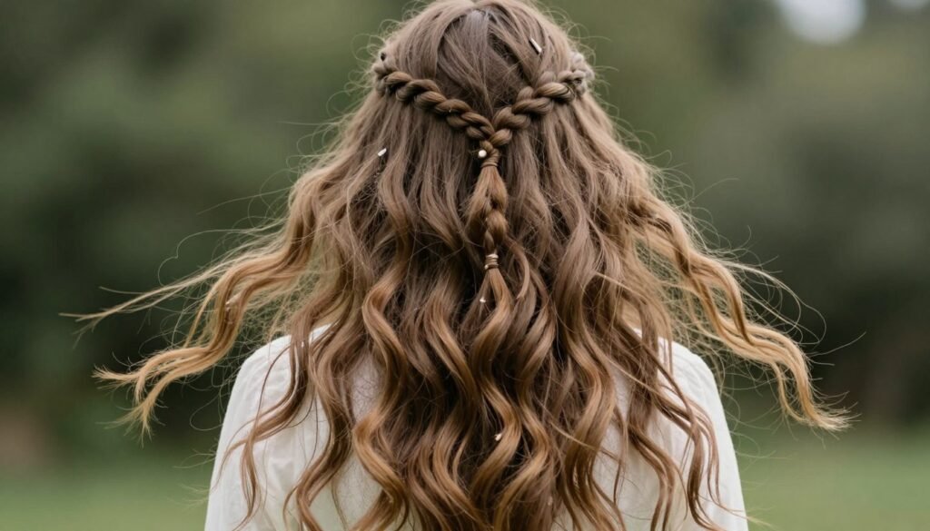 multiple small braids in loose hair wedding guest style