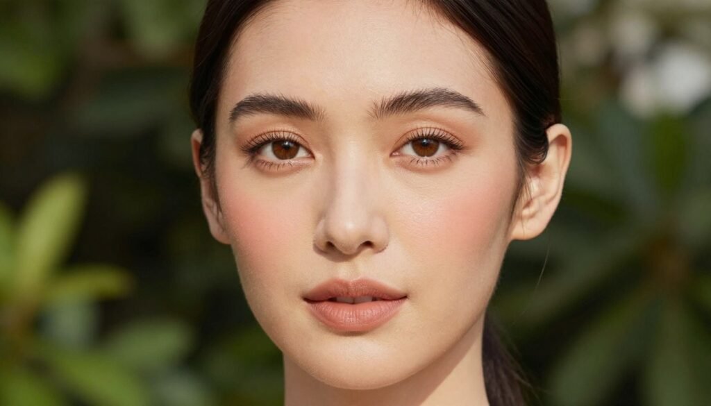 natural fresh daytime wedding guest makeup for brown eyes