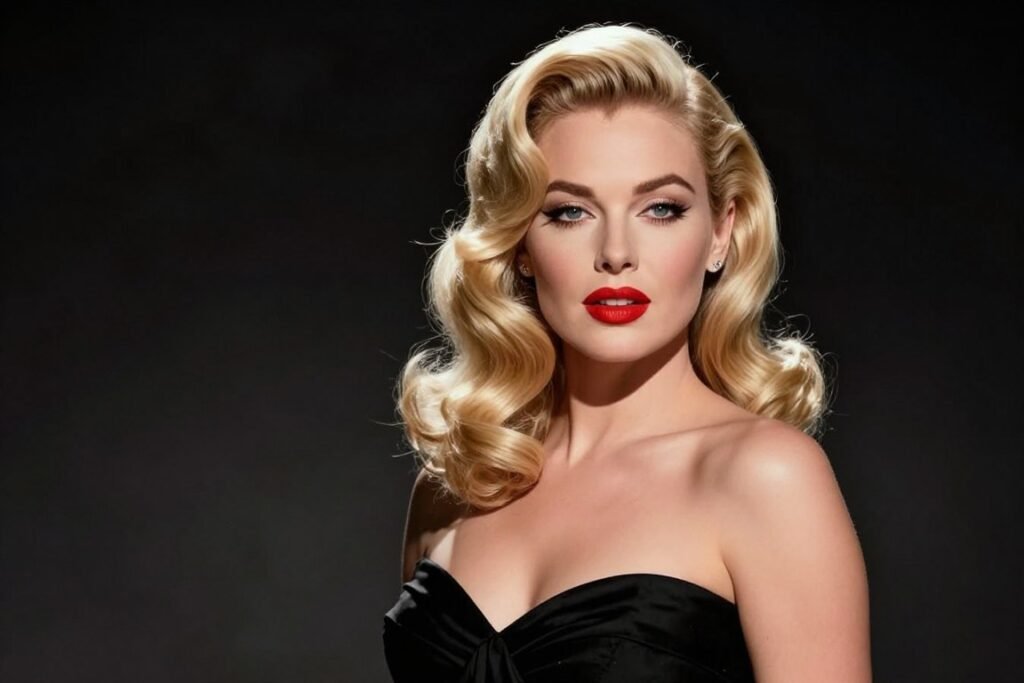 old hollywood waves hairstyle for wedding guest with long hair