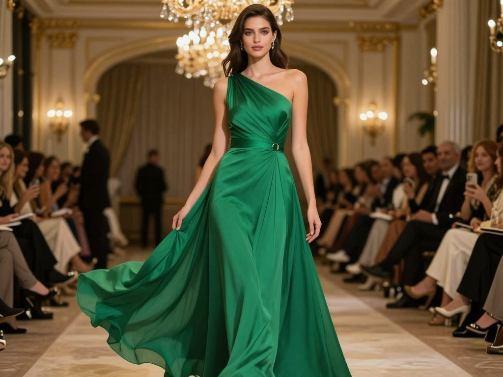 one shoulder maxi dress in elegant jewel tone