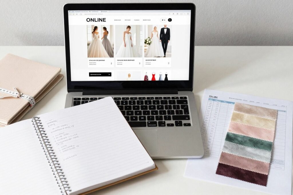 online shopping setup for wedding guest dress