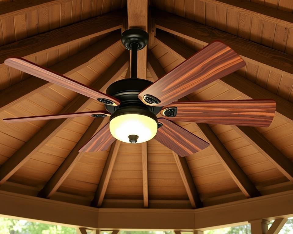 outdoor ceiling fan with light in gazebo