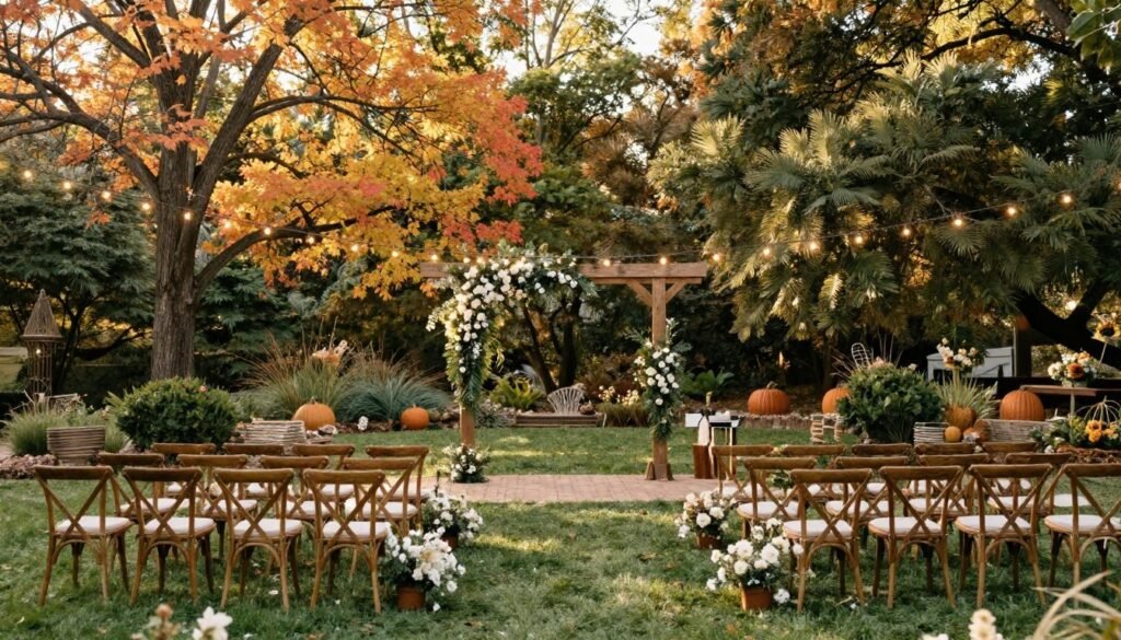 outdoor fall wedding venue setup