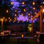 outdoor lighting backyard cozy evening ambiance with string lights and lanterns