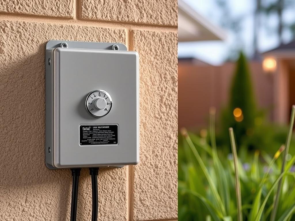 outdoor lighting transformer mounted on wall