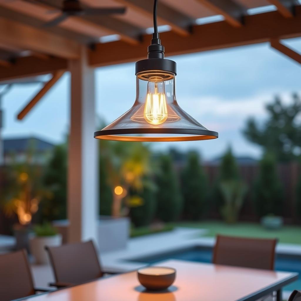outdoor pendant light over patio table