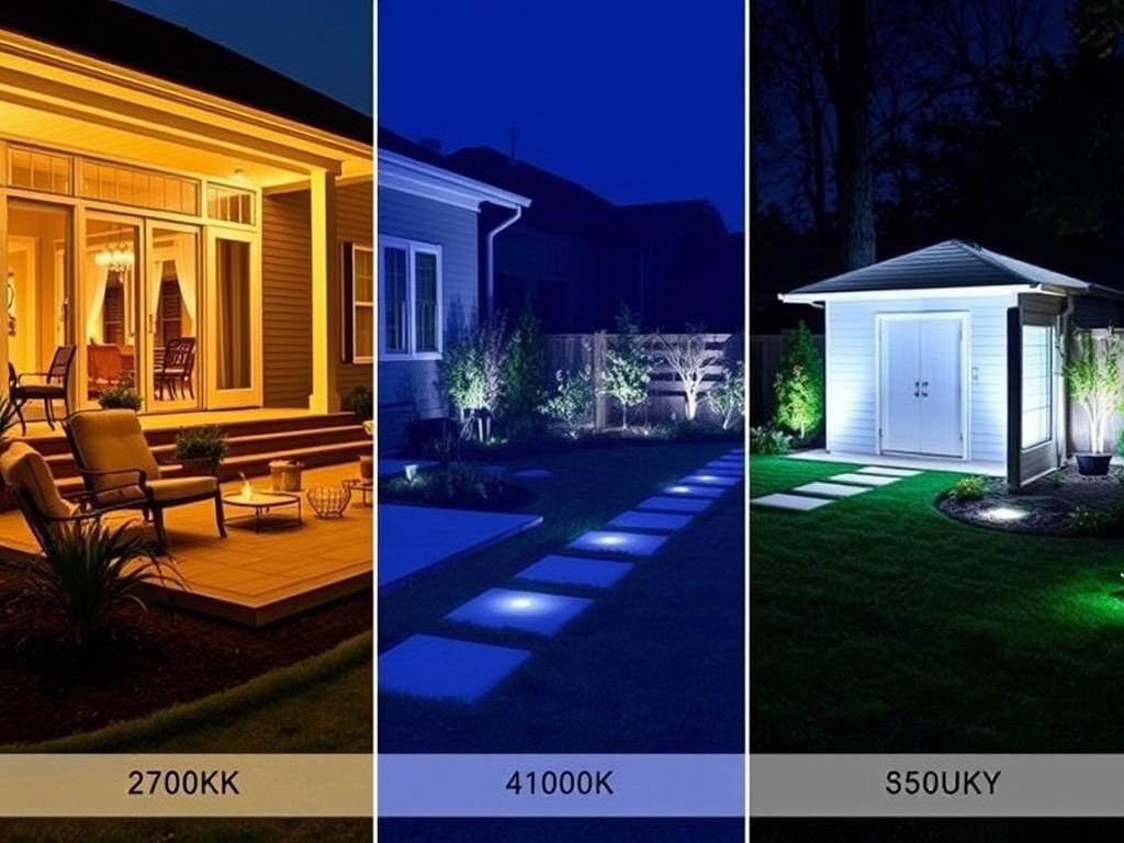 outdoor space showing different led color temperatures