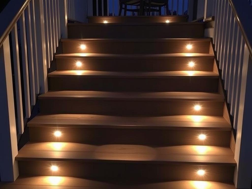 outdoor stairs with integrated LED step lighting outdoor stairs with integrated LED step lighting