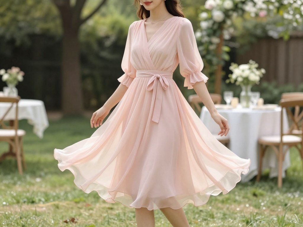 pastel chiffon dress garden party