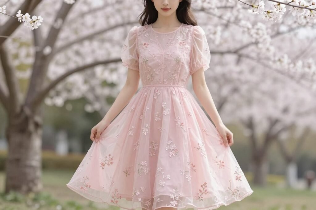 pastel pink dress for spring wedding