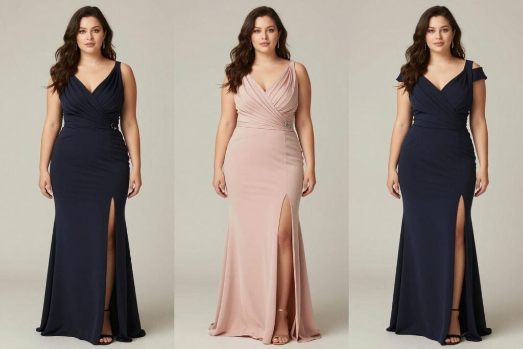 pear-shaped styling examples in formal dresses