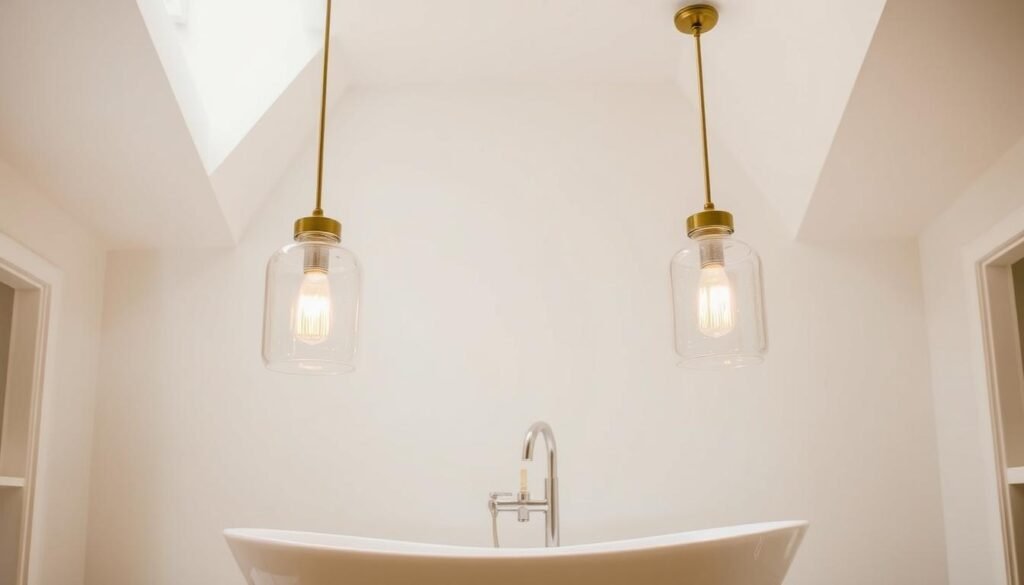 pendant lights hanging above freestanding bathtub pendant lights hanging above freestanding bathtub