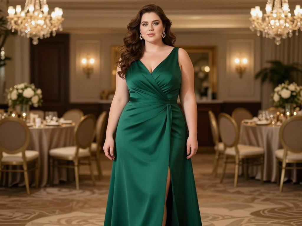 plus size wrap style formal dress