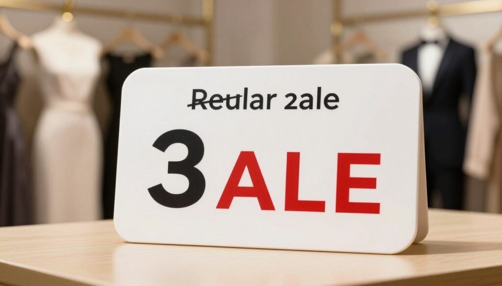 price tags showing sale price and regular price
