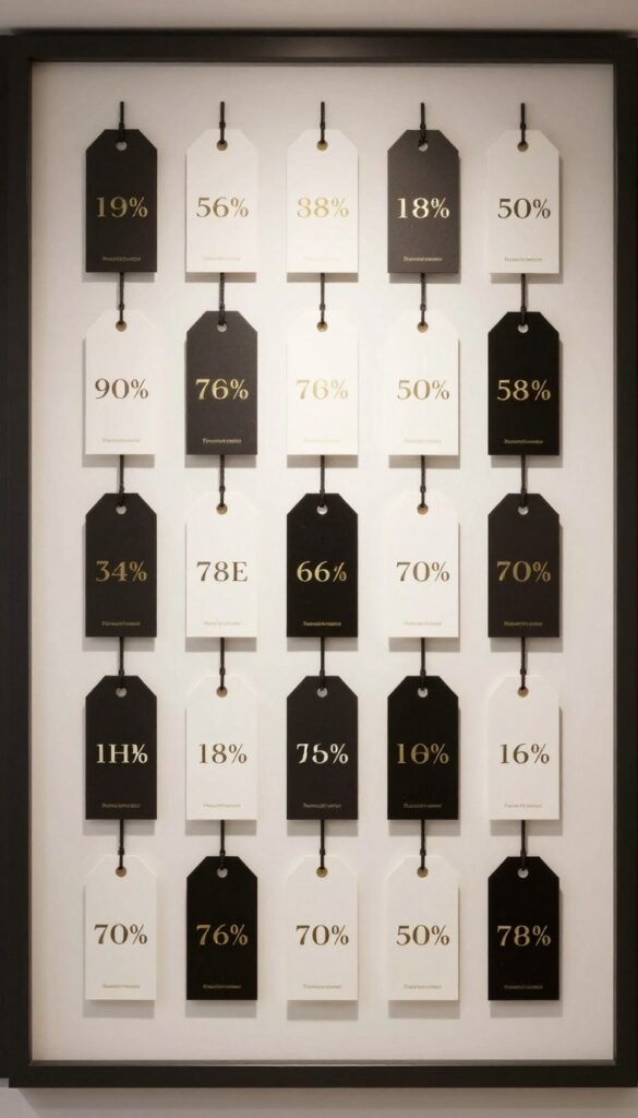 price tags showing various dress price points