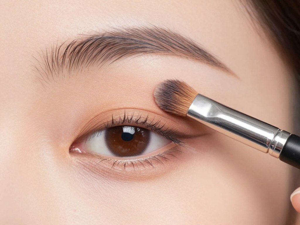 proper makeup technique demonstration on brown eyes