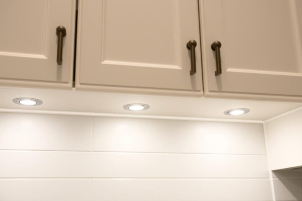 puck lights under cabinets creating pools of light puck lights under cabinets creating pools of light