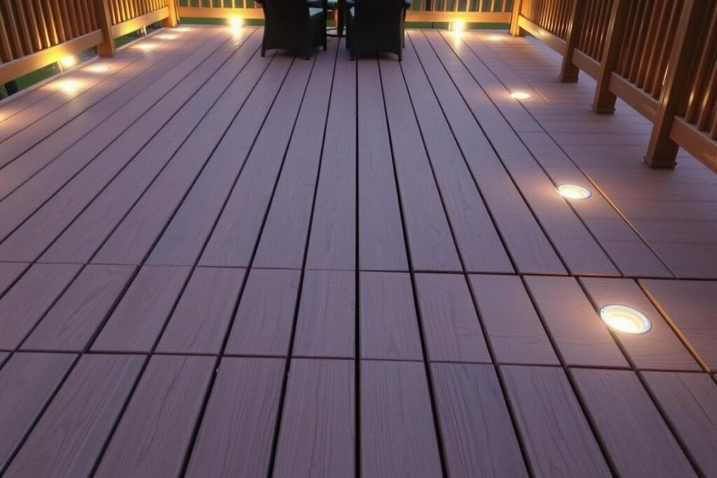 recessed deck lights in wooden deck floor