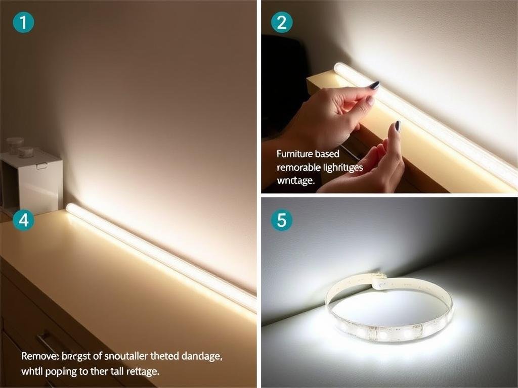 rental friendly led strip installation using removable mounting methods