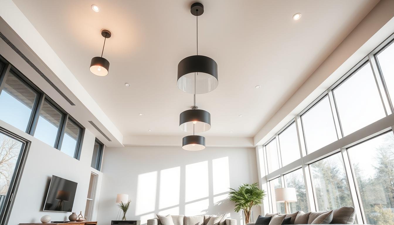 room lighting ideas ceiling showcasing modern pendant lights in contemporary living space