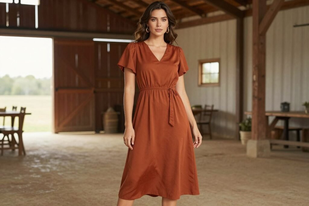rust colored dress barn wedding