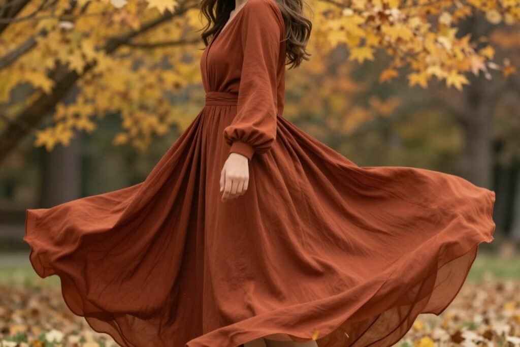 rust colored fall wedding dress