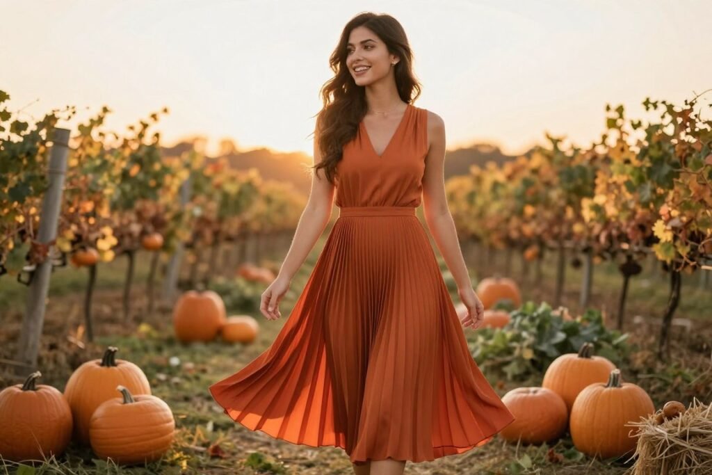 rust orange dress autumn celebration