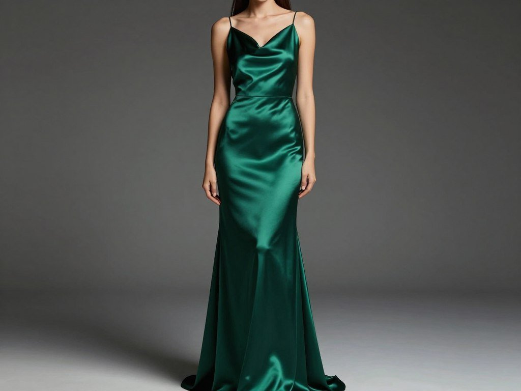 satin maxi dress in emerald green wedding guest