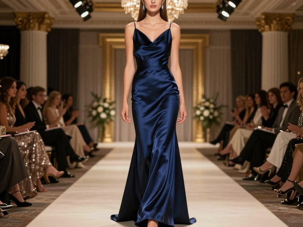 satin maxi dress with elegant draping